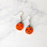 Jack O Lantern Dangle Orange Halloween Earrings